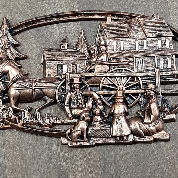 Vintage Coppercraft Guild of Canada NOS 7328 3D Oval Country Scene 17" x 10" - Picture 4 of 9